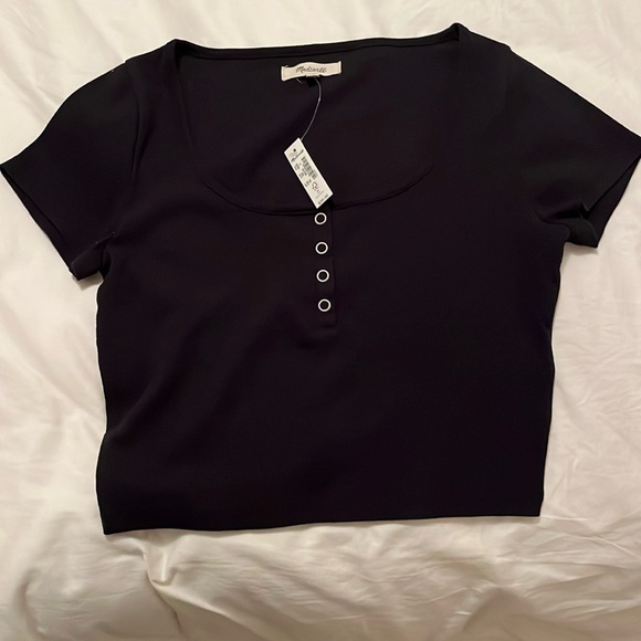 Madewell Tops - Madewell black short sleeve crop top. New with tags